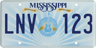 MS license plate LNV123