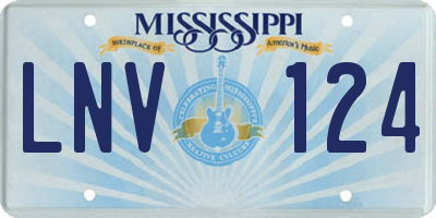 MS license plate LNV124