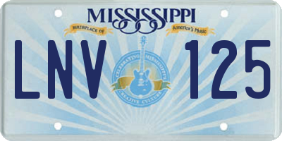 MS license plate LNV125