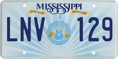 MS license plate LNV129