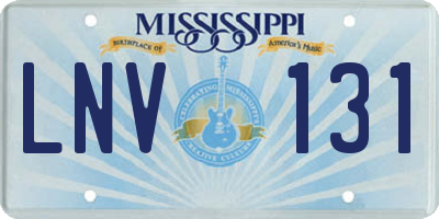 MS license plate LNV131