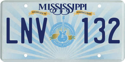 MS license plate LNV132