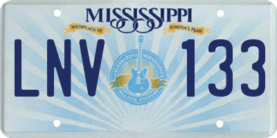 MS license plate LNV133