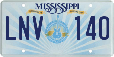 MS license plate LNV140