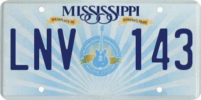 MS license plate LNV143