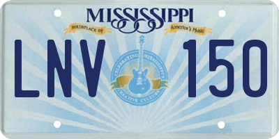 MS license plate LNV150