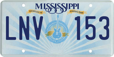 MS license plate LNV153