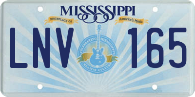 MS license plate LNV165