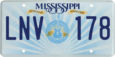 MS license plate LNV178