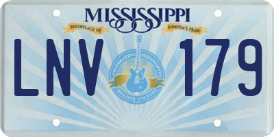 MS license plate LNV179