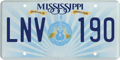 MS license plate LNV190