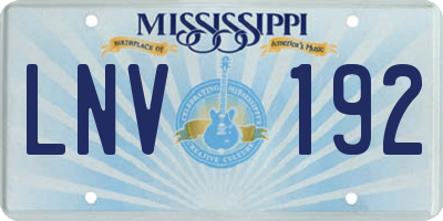 MS license plate LNV192