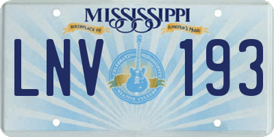 MS license plate LNV193