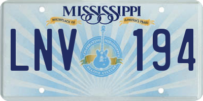 MS license plate LNV194