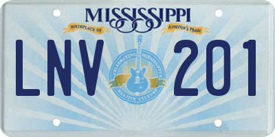 MS license plate LNV201