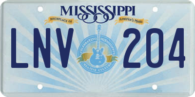 MS license plate LNV204