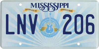 MS license plate LNV206