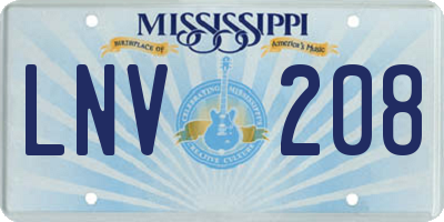 MS license plate LNV208