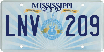 MS license plate LNV209