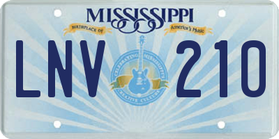 MS license plate LNV210