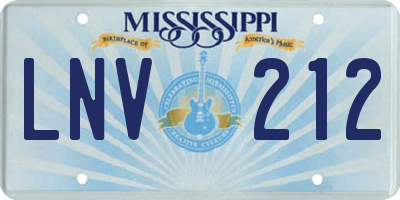 MS license plate LNV212