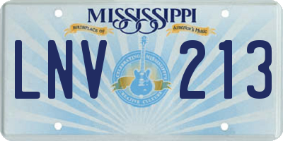 MS license plate LNV213