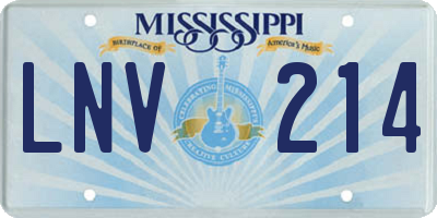 MS license plate LNV214