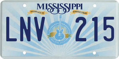 MS license plate LNV215