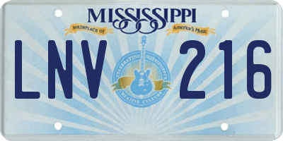 MS license plate LNV216