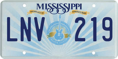 MS license plate LNV219