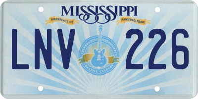 MS license plate LNV226
