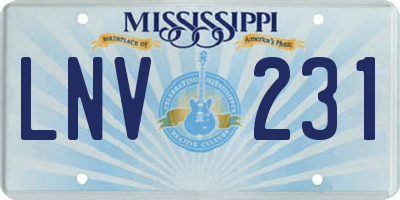 MS license plate LNV231