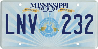MS license plate LNV232