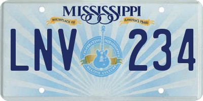 MS license plate LNV234