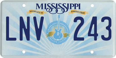 MS license plate LNV243