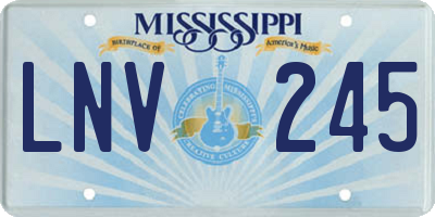 MS license plate LNV245