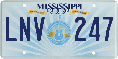 MS license plate LNV247