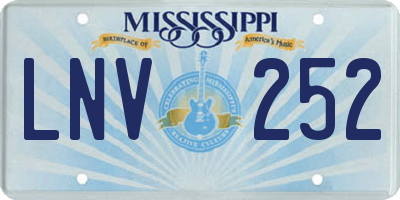 MS license plate LNV252