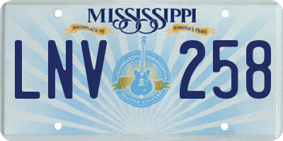MS license plate LNV258
