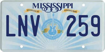 MS license plate LNV259