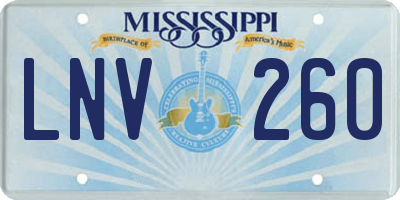 MS license plate LNV260