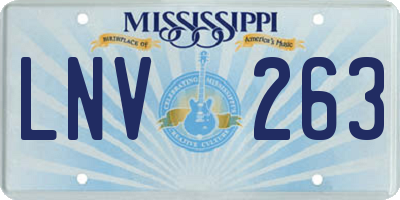 MS license plate LNV263