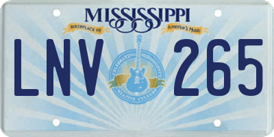 MS license plate LNV265