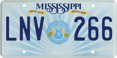 MS license plate LNV266