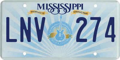 MS license plate LNV274