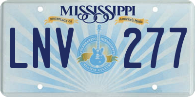 MS license plate LNV277