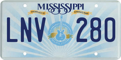MS license plate LNV280