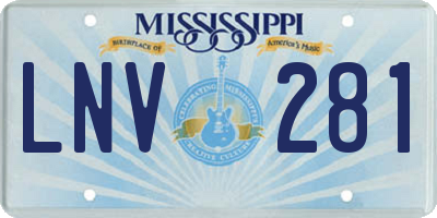 MS license plate LNV281