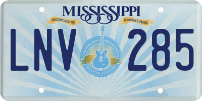MS license plate LNV285
