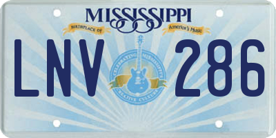 MS license plate LNV286